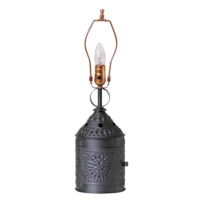 Irvins Country Tinware Paul Revere Lamp Base In Smokey Black - 21.5 X 6 X 6 inches