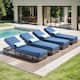 Option 4-Piece Brown Wicker Blue Cushion