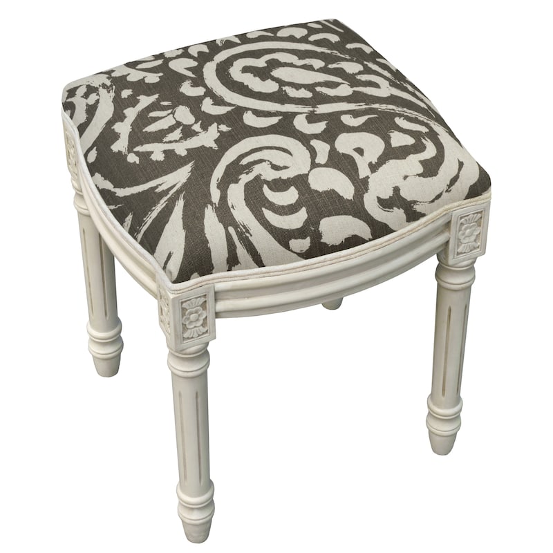 Paisley Antique White Finished Vanity Stool