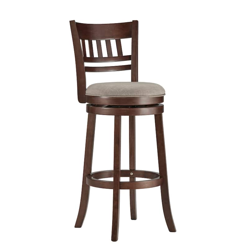 Verona Swivel 29-inch High Back Bar Stool by iNSPIRE Q Classic - Cherry-Grey Linen - Lattice