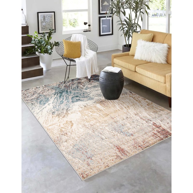 ECARPETGALLERY Machine Woven Tribeca Teal Area Rug