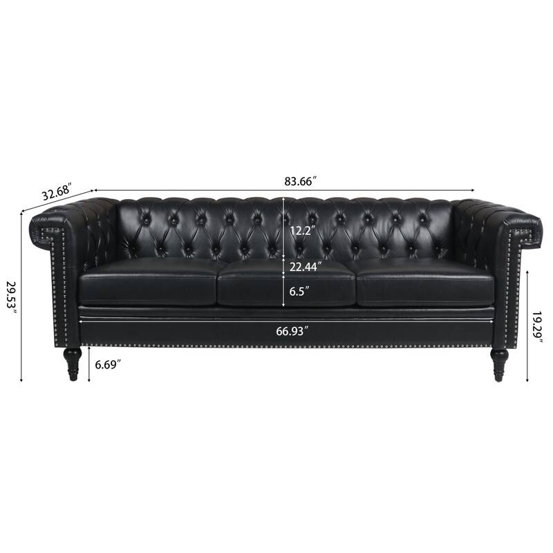 83.66" Traditional Square Arm removable cushion 3 seater Sofa