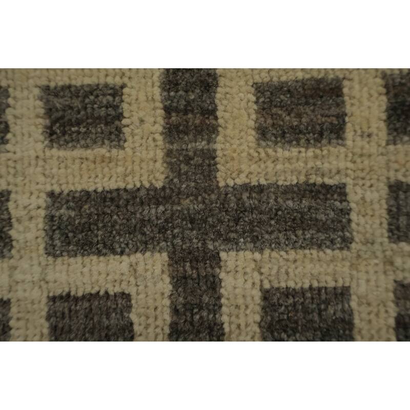 Hand Knotted Oriental 100% Wool Carpet Traditional Geometric Beige & Ivories Peshawar Area Rug - 10' 0'' X 8' 1''