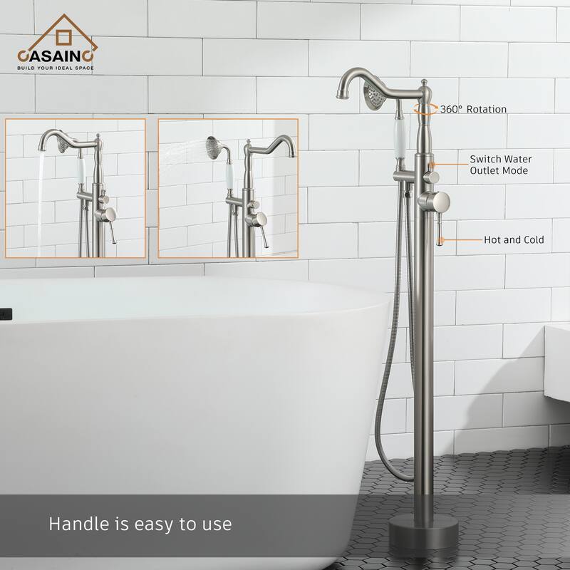 Single Handle Classical Freestanding Bathtub Faucet with Hand Shower Hand