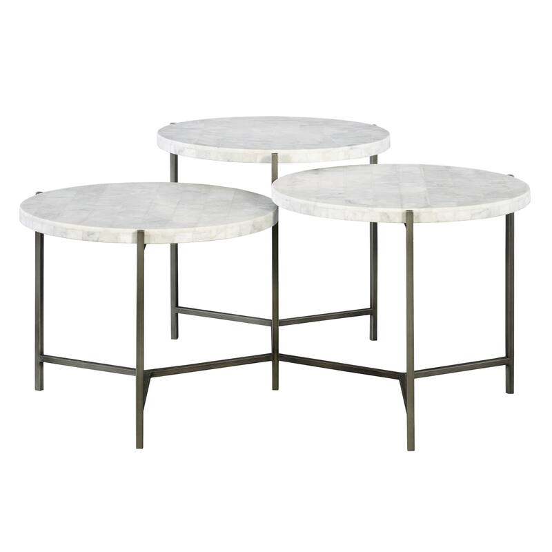 Uttermost Contarini 38" Long 3 Piece Marble Top Iron Coffee Table