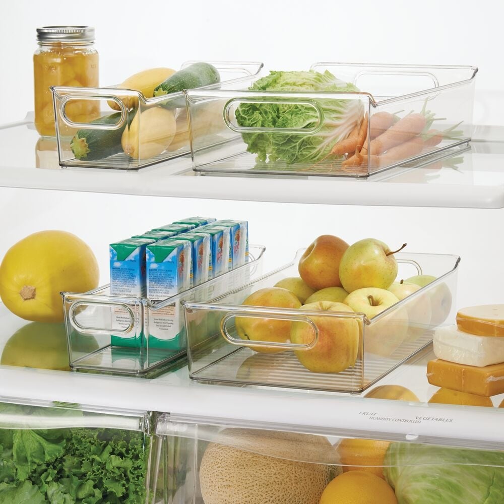 mDesign Plastic Kitchen Pantry Storage Organizer Container Bin - 4 Pack -  Clear