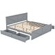 preview thumbnail 11 of 10, King Platform Bed with 4-Storage Drawers, Headboard and Support Legs, White