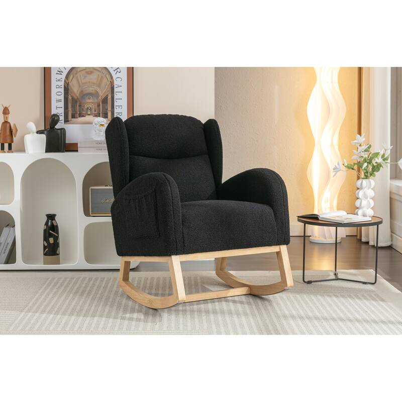 Teddy Fabric Rocking Chair - Black