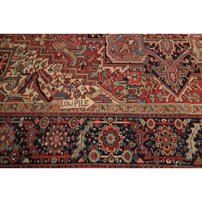 Hand Knotted Oriental 100% Wool Carpet Traditional Medallion Oranges & Rust Heriz (serapi) Area Rug - 12' 11'' X 8' 11''