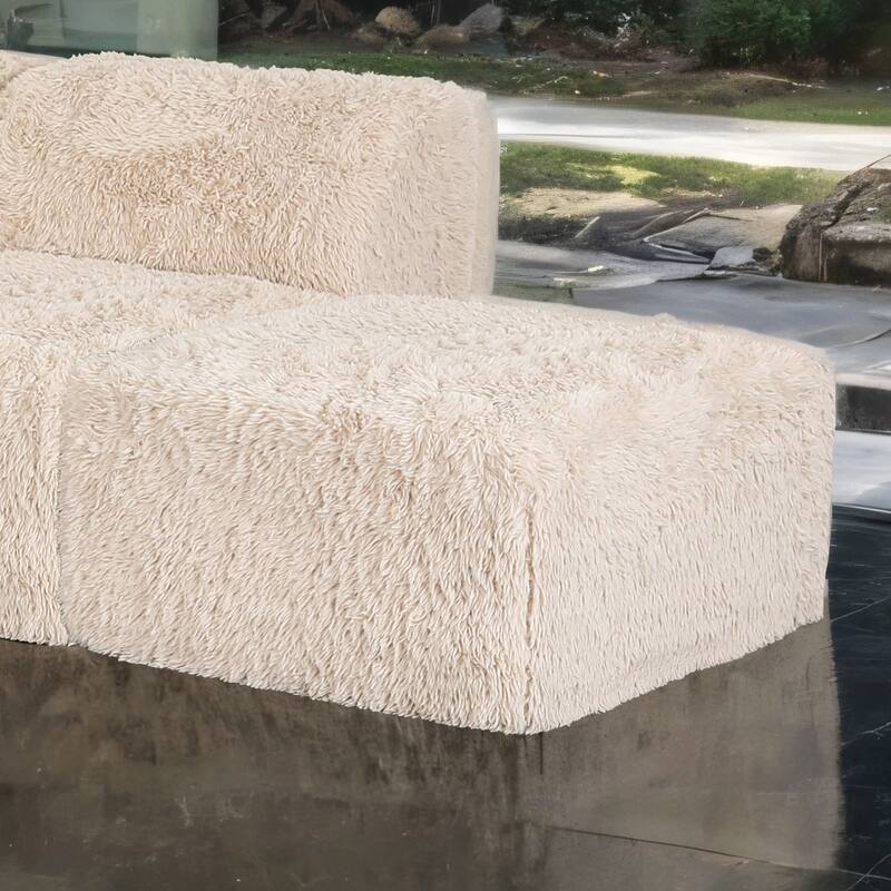 Furniture of America Ylena Modern 5-Piece Faux Fur Foam Modular Armless Compressed Sectional Sofa with Ottoman