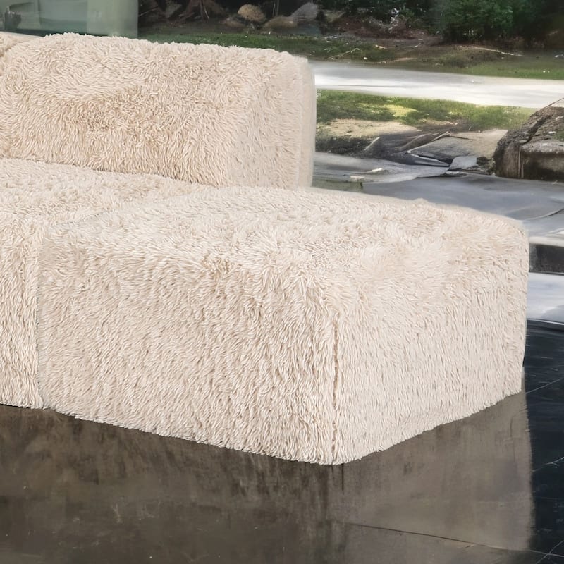 Furniture of America Ylena Modern Faux Fur Foam Modular Compressed Sofa Chair