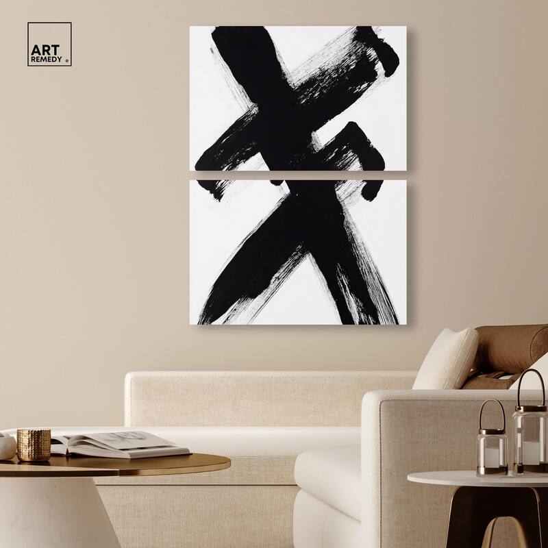 Black X Canvas Set of 2 by Art Remedy, Gallery Wrapped