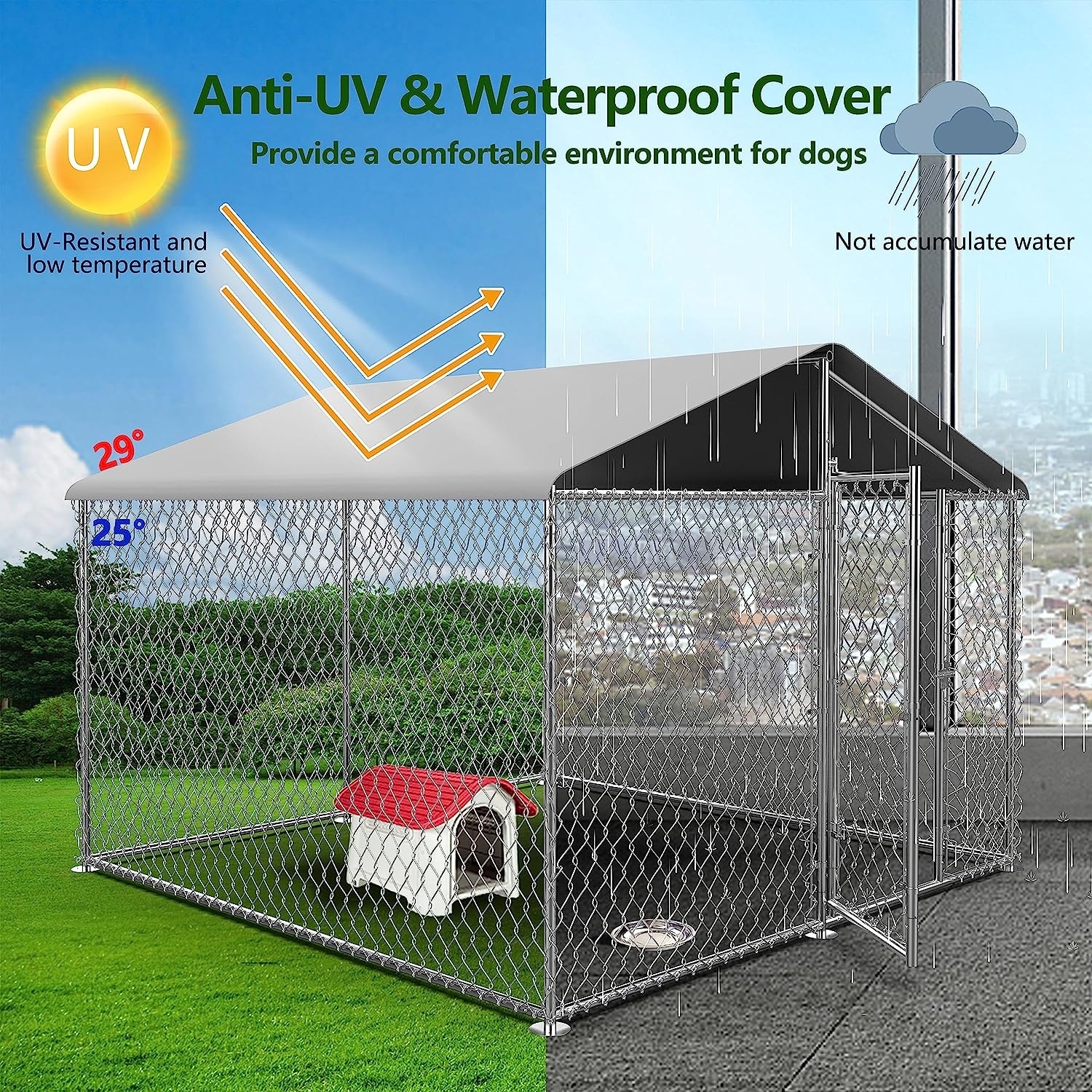 Large Dog Kennel Outdoor, Heavy Duty Outdoor Dog Kennel Chain Link Dog Cage  Dog Playpen Dogs Run - Overstock - 37987955