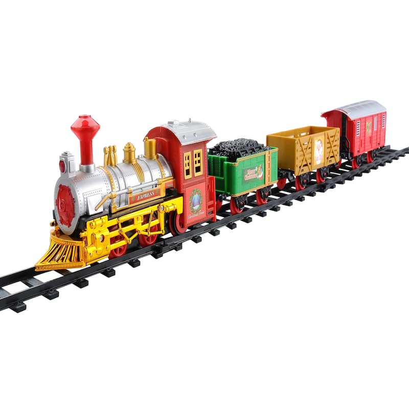 12-Piece Battery Operated Lighted and Animated Christmas Express Train Set with Sound - 7.75"