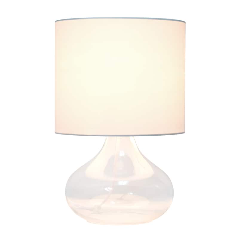 13.75" Decorative Glass Accent Table Lamp with Soft Fabric Shade Perfect for Living Room or Bedroom - 9"L x 9"W x 13.75"H