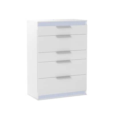 Somette Modern Gloss White 5-Drawer Bedroom Chest