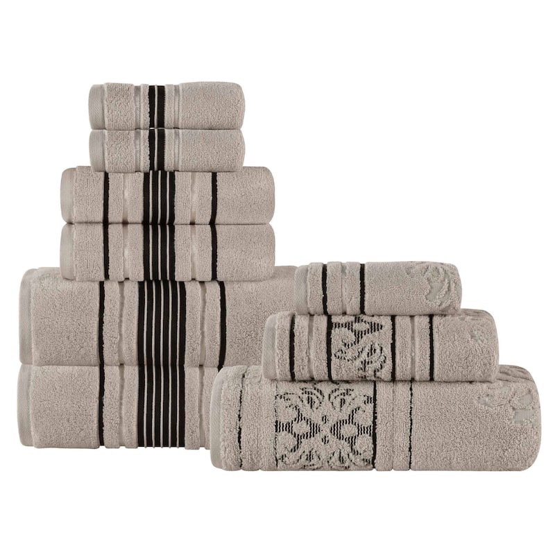 Superior Sadie Zero Twist Cotton Solid and Floral 9 Piece Towel Set