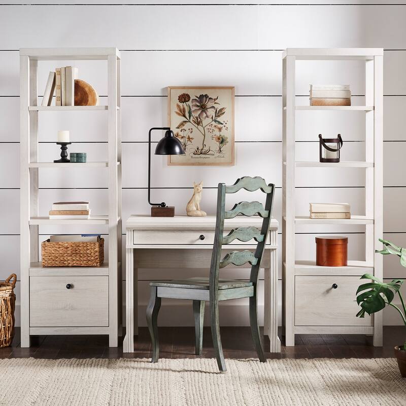 Hinesburg 35 in. Writing Desk with USB Charger by iNSPIRE Q Classic - Antique White Desk and Bookcases