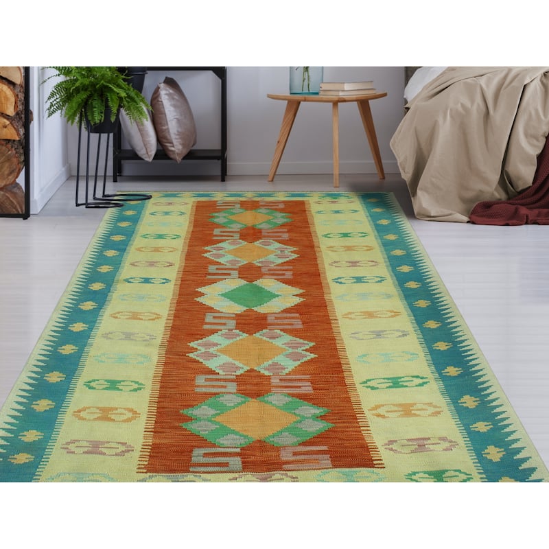 Sangat Flatweave Ariadnee Rust/Gold Rug - 4'10" x 6'10"