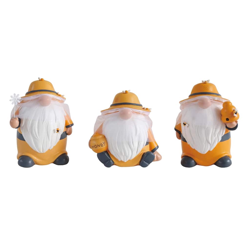 Transpac Resin Beekeeper Gnome Figurine Set of 3 Spring Home Decorations