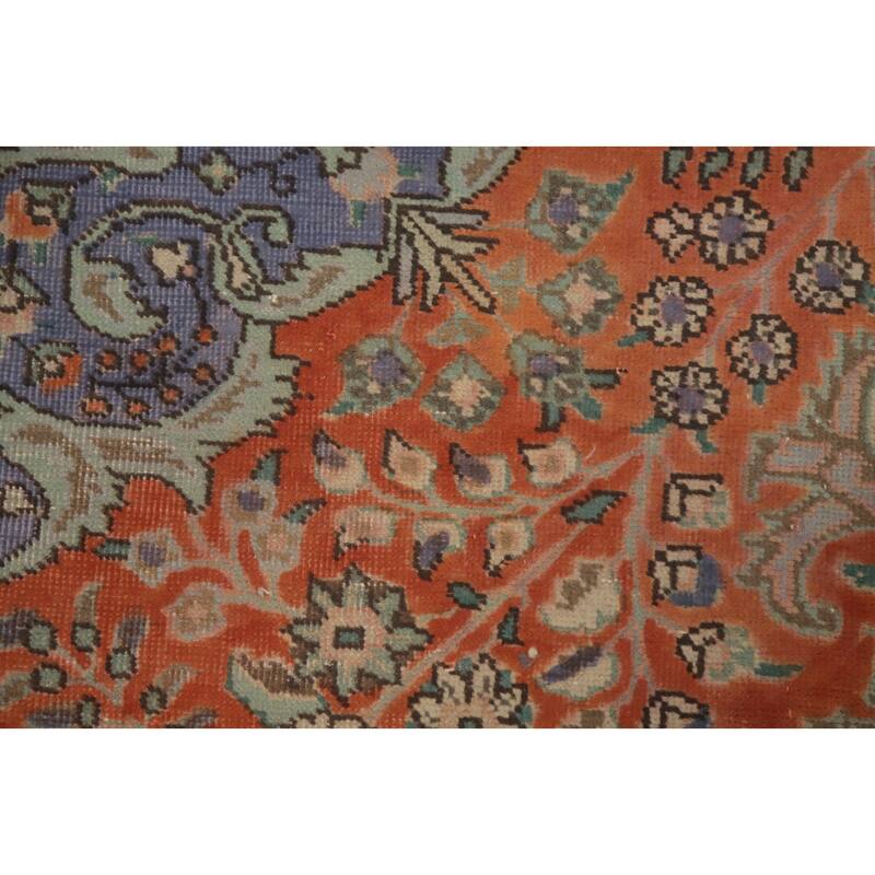 Hand Knotted Oriental 100% Wool Carpet Traditional Floral Oranges & Rust Tabriz Area Rug - 6' 6'' X 4' 11''