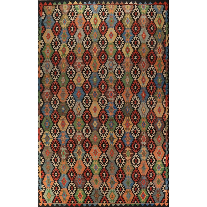Kilim Oriental Large Area Rug Flatweave Wool Carpet - 10'3" x 16'2"