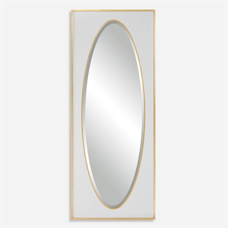 Rectangular Framed Wall Mirror - 80" - White and Gold