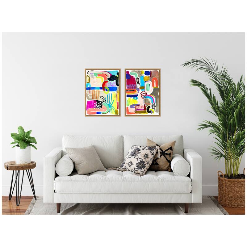 Kate and Laurel Sylvie Colorful Abstract 10 and 12 Framed Canvas Art Set by Emma Daisy