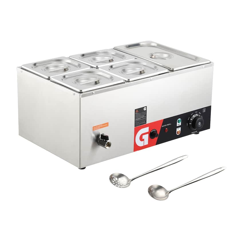 4/5-Pan Electric Commercial Food Warmer for Buffet - 6.3QT*1 + 2.6QT*4
