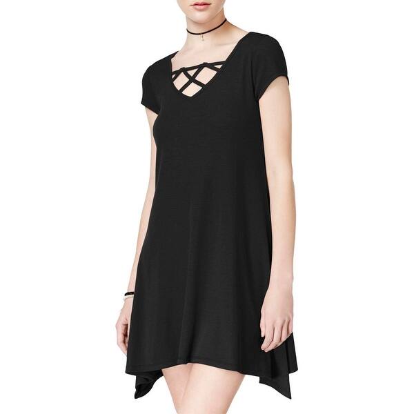 Shop Almost Famous Womens Juniors T Shirt Dress Ribbed Knit Criss