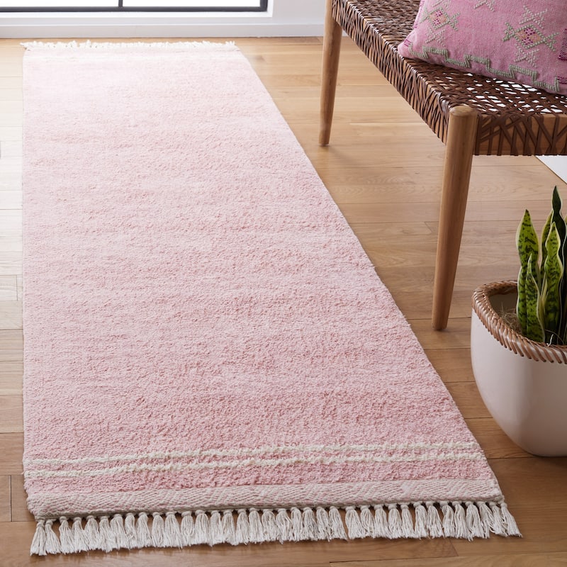 SAFAVIEH Easy Care Machine Washable Vincente Ilva Rug - 2'3" x 11' Runner - Pink/Ivory - Runner