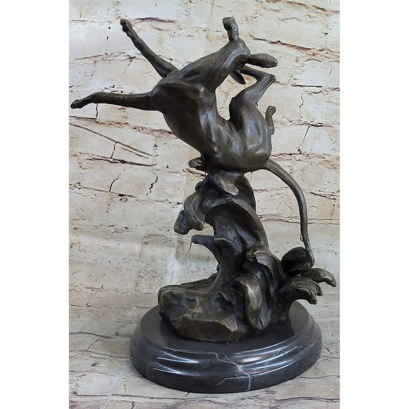 Puppy Dog Catching Frisbee Bronze Sculpture Statue Decor Original Art By Milo