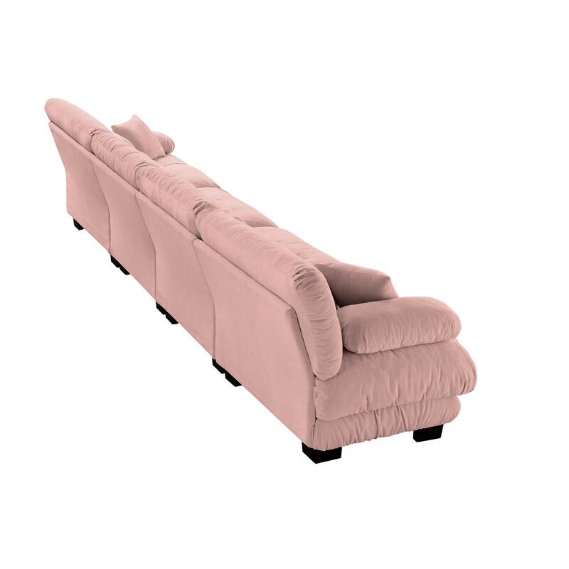 Roomfitters 4-Seater Modular Chenille Sofa, Deep Seat Cloud Couch with Round Bolster Armrests