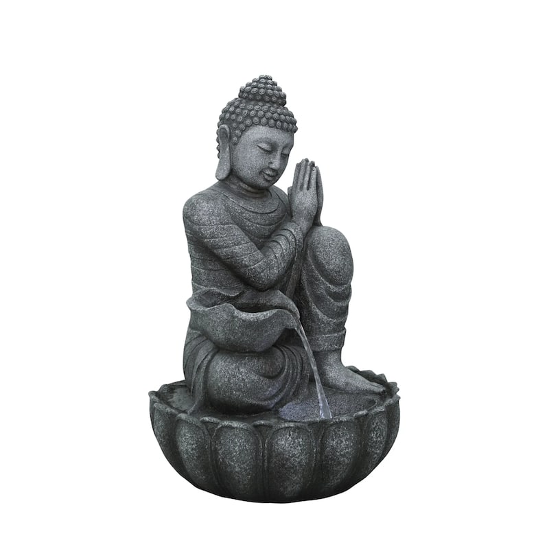 LED Lighted Sitting Buddha Outdoor Garden Water Fountain - 32.25"