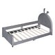 preview thumbnail 1 of 8, Casual Upholstered Daybed with Guardrail, Classic Headboard Footboard Gray Rabbit Ear - Twin