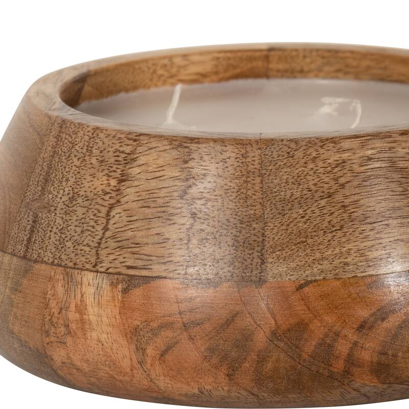 Sagebrook Home Vanilla Modern Wood Bowl Candle, Natural, Round, 3"H, Wood