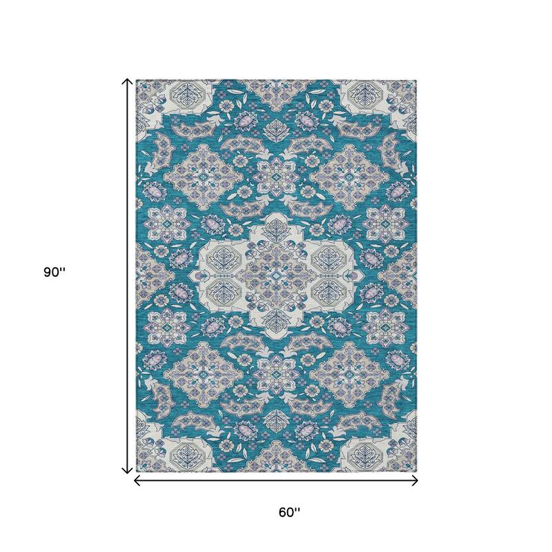 HomeRoots Medallion Traditional Rectangle Outdoor Rug