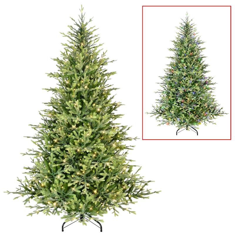 Puleo International 7.5 ft. Pre-Lit Miracle Shape Alberta Spruce Artificial Christmas Tree