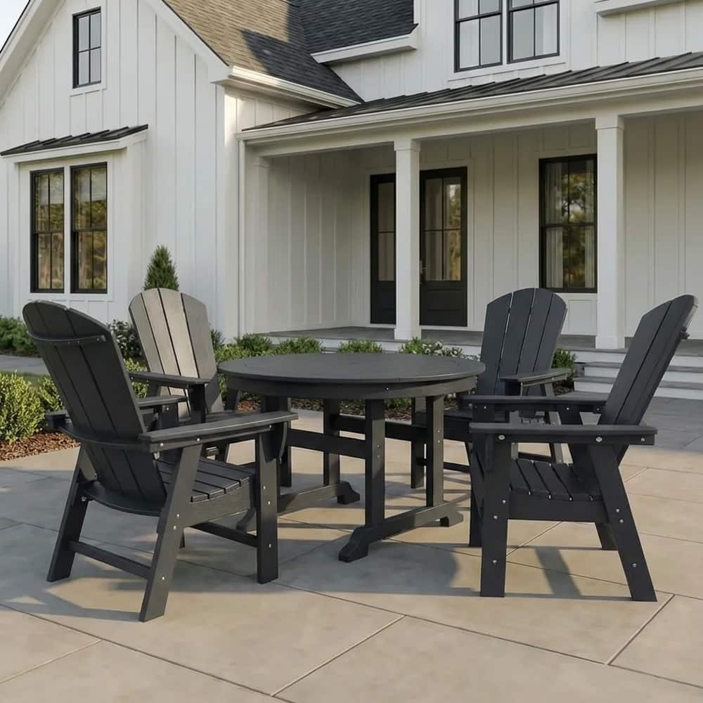 Laguna Hdpe All Weather Outdoor Patio Round Adirondack Dining Chairs Set (5-Piece Set)