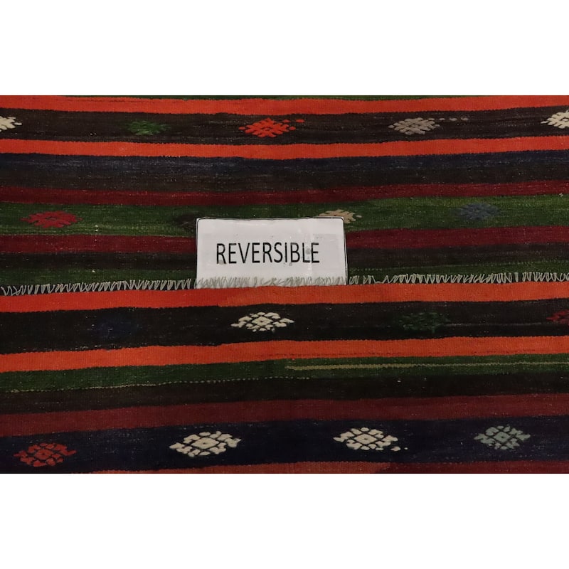 Hand Woven Oriental 100% Wool Carpet Southwestern Tribal Multi-Colored Kilim Area Rug - 10' 0'' X 6' 1''
