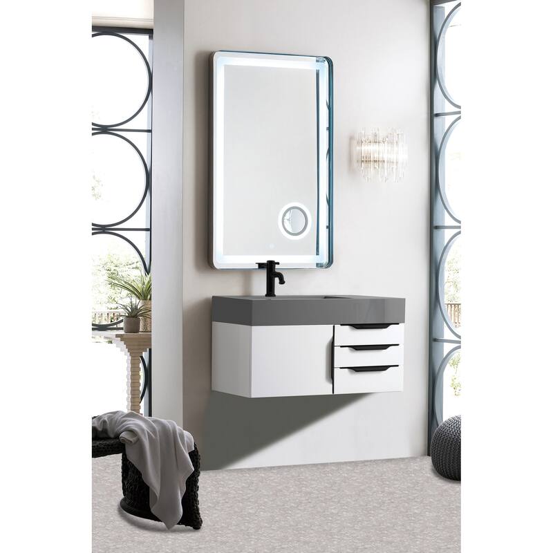 James Martin Vanities Mercer Island 36" Single Vanity, Glossy White with Matte Black Hardware
