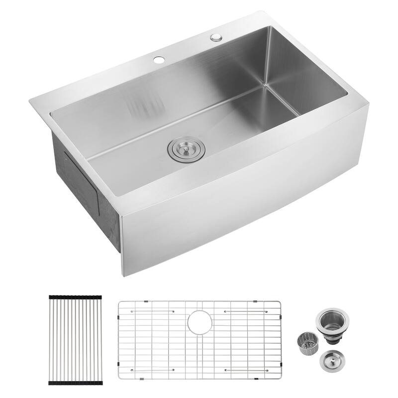 Farmhouse Apron Single Bowl Stainless Steel Kitchen Sink with Workstation