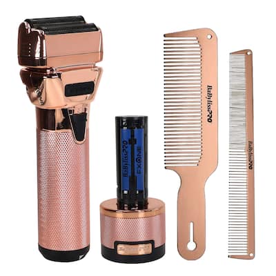 BaByliss Pro FXONE ROSEFX Interchangeable-Battery Shaver FX79FSRG + RoseFX Comb Set 9" Clipper Comb and 7.5" Cutting Comb