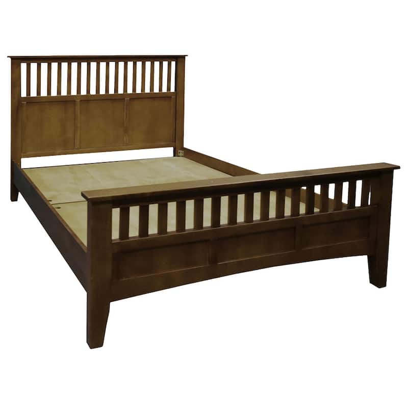 Mission Style Quarter Sawn Oak Bed With Slats - Michael's Cherry - Walnut