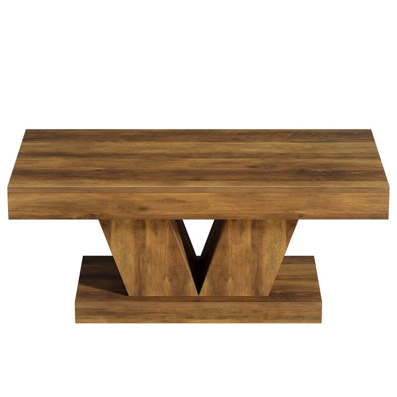 Rectangular Coffee Table, 47.2" Mid-Century Wooden Center Table, Modern Accent Furniture for Living Room