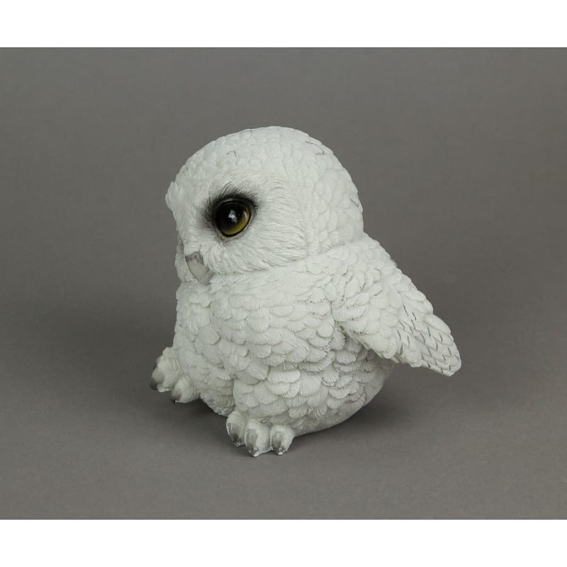 Adorable Big Eyed White Baby Snowy Owl Mini Statue 4.75 Inches High - 4.75 X 4.75 X 4 inches