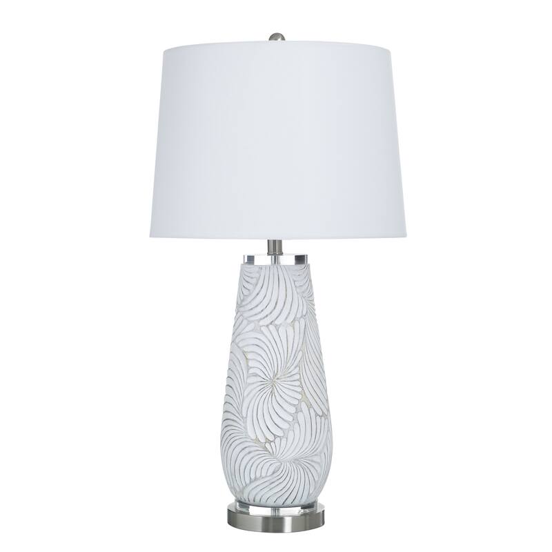 StyleCraft Poly Table Lamp - Glina Silver - White Shade - Glina Silver, White