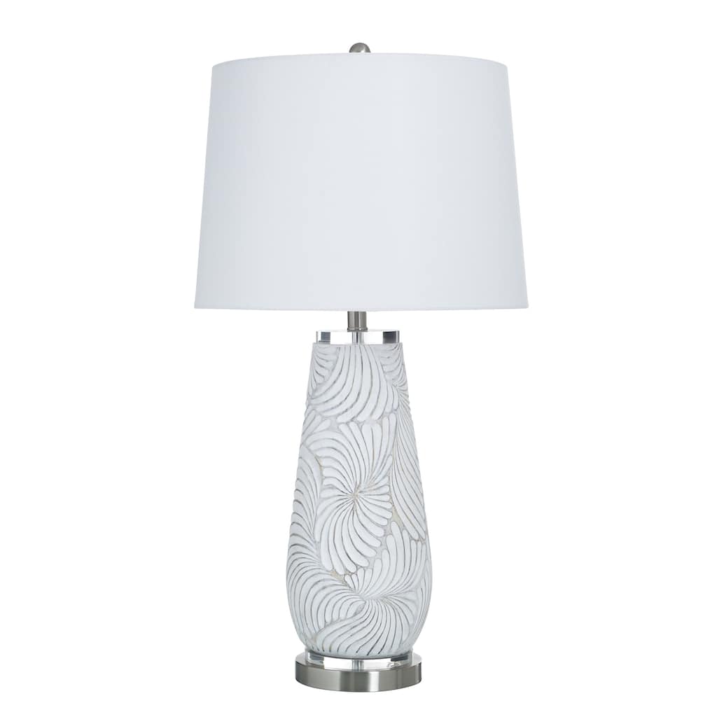 StyleCraft Poly Table Lamp - Glina Silver - White Shade