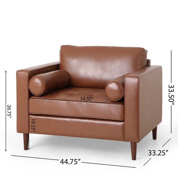 dimension image slide 2 of 3, Malinta Contemporary Faux Leather Cushioned Club Chair by Christopher Knight Home