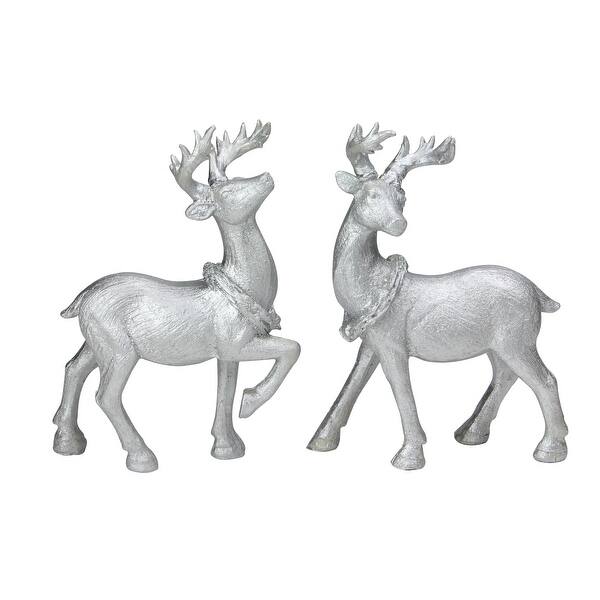 Shop Set Of 2 Silver Glitter Dusted Christmas Table Top Reindeer